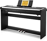 Donner Digital Piano Keyboard Weighted 88 Keys with Piano Stand, Beginner Home Electric Piano with Furniture Stand and Triple Pedal, DEP-20 Real Piano Touch