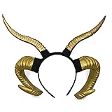 LEEMASING Sheep Horn Decor Antelope Headpiece Devil Headdress Halloween Easter For Christmas Costume Photo Props (Gold)