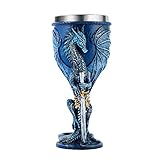 OTARTU Medieval Blue Dragon Goblet Stainless Steel Dungeons and Dragons Gift Chalice Wine Goblet 210ml (Blue Sword Dragon)