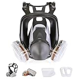 HOLULO Full Face Respirator Mask Cover, 15 in 1 Reusable Full Face Dust Mask with 10 Replaceable Filters, Safety Organic Vapor Cover for Spray Painting, Sanding, Epoxy Resin, Formaldehyde & Dust