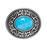 SUPERFINDINGS Stone Belt Buckles Vintage Alloy Belt Buckle Turquoise Western Cowboy Belt Buckles Indian Style Belt Buckle Antique Silver Flower Retro Engraved Buckles for Women Men