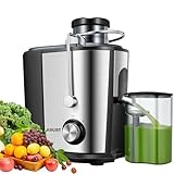 Juilist Juicer, Max Power 900W Juicer Machines with Anti-drip & Anti-slip Function, Juicers Whole Fruit and Vegetable with 3-Inch Wide Mouth Food Chute, 2 Speeds, Recipe Included, Easy to Clean 600W