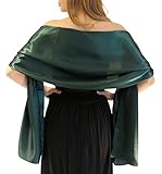 Central Chic Stunning Green Satin Shawl Bridal Stole Pashmina Wedding Wrap (L-XL, Emerald Green)