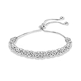 LeCalla 925 Sterling Silver Byzantine Bracelet Jewelry | Italian Sliding Bolo Chain Bracelet for Women