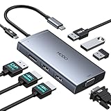 HODO USB C Docking Station Dual Monitor,8 In 1 Laptop Docking Station USB C Hub with 2 HDMI Monitor,DisplayPort,VGA,PD 100W,3USB Ports, Multiport Adapter for Dell/HP/ThinkPad and More