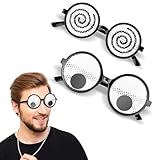 Qianyu 2 Pcs Halloween Eyeball Glasses Funny Shaking Eyes Glasses Silly Glasses Rave Novelty Sunglasses for Kids Adults Men Women Halloween Costume Party Decorations Supply Accessories