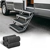 Jack Boss RV Step Covers 4 Packs,RV Step Rug for Camper, 24" Wide RV Stair Covers Carpets for Mobile Home, Camper Step Covers Black