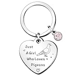 QMVMV Funny Pigeon Keyring Gifts Animal Lover Gift Just A Girl Who Loves Pigeons Pigeon Lover Gift For Women Girls, Who Loves Pigeons Keyring