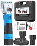 oneisall Cordless Horse Clippers with 2 Batteries, Heavy Duty Horse Grooming Kit for Thick Hair, Detachable Stainless Steel Blade, Professional Pony Grooming Clippers