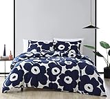 Marimekko - King Duvet Cover Set, Cotton Bedding with Matching Shams & Botton Closure, All Season Home Decor (Unikko Indigo, King)