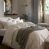 Christy Flannel Marl Super King Duvet Set | 100% Brushed Cotton | Tranquil Muted Palette Quilt Cover Set | Timeless Bedding | Cosy Relaxed Bed Linen | Oat Beige