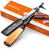 Faszin Professional Hair Straighteners, 42mm Wide-Plate Titanium Negative Ion Flat Iron, 30s Rapid Heating, Real-time Temperature Display, 11 Adjustable Temperature Levels (130-230℃)-Black