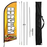 FSFLAG Burgers Feather Flag with Flag Pole Kit and Ground Spike, 11FT Windless Flag Banner Sign Business for Indoor Outdoor Advertising