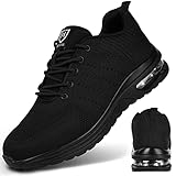OFFCUP Safety Shoes Mens, Safety Trainers, Work Trainers with Steel Toe Cap Lightweight Comfortable Industrial Sneakers with Air Cushion Black 7UK 41China