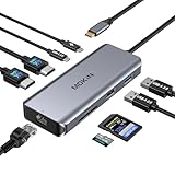 MOKIN Docking Station Dual Monitor, USB C Laptop Dock with Ethernet, USB C Docking Station 2 HDMI USB C Hub Dual Monitor Adapter with 4K HDMI, RJ45, 100W PD Charging, USB SD/TF for Dell, HP, Lenovo