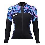 Owntop Wetsuit Top Women 2mm - Wetsuit Jacket Ultra Stretch Front Zip, Long Sleeve Neoprene Top, Wet Suit Vest for All Watersports, Women Red M