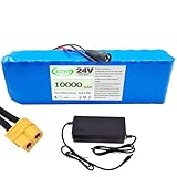 JCCHT 7S3P 29.4V 10000mAh E-Bike Battery 24V 10Ah Li-ion Battery Pack with Charger for 0-250W Folding Bicycle Scooter Motor Conversion Kit,24V10Ah XT60