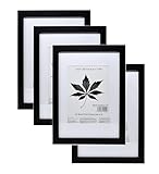 Black A4 Frame Set of 4 (21x29.7cm) with Mount for 19x14cm | Poster & Certificate Frame | Wall Mount or Table Top Display | Classic Style