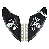 AQUBONA Twin Keel Fins - Twin Fin Fish Surfboard Fins - Fiberglass Flex (Skull)