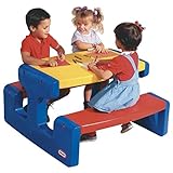 Little Tikes Large Picnic Table (Primary) - Seats Up to 6 - For Homework, Projects, and Play - Primary Colours