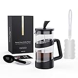 RAINBEAN 2 Cup Cafetiere Coffee Press French Press Maker for Filter Coffee Loose Tea and Milk Froth with Triple Stainless Steel Filter, Heat Resistant Borosilicate Glass 0.35 L / 12 oz