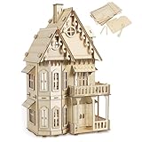 CUTEROOM 3D House Jigsaw Puzzle Model Kit，Wooden Handcraft Construction Kit for Adults