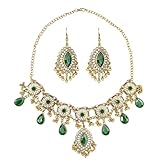 VLYX Traditional Indian Jewellery Set for Women - Necklace & Jhumka Earrings - Boho Ethnic Style for Wedding Party & Festive Accessories (Green)