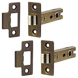 Decoranddecor 3 Inch Tubular Mortice Latch for Internal Doors, Fire Rated - 2 Pack - 57 mm Back Set - 76 mm Overall Length- Antique Brass