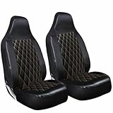 rhinos autostyling FOR VW VOLKSWAGEN CADDY ALL MODELS - Premium Luxury Car Seat Covers - Black Quilted Diamond Leather - 2 x Fronts