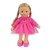 Bibi Doll 12" Rag Doll Betty Rags - Baby Dolls For Girls Boys - Rag Doll With Hair, Vinyl Styling Head, Cuddly Soft Body, Open Close Eyes, Pink Clothes - Gifts For Girls Boys Ages 18 Months And Up