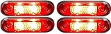 4 pcs Flush Led Red Marker Lights 24v Compatible with Kelsa Bars Scania Man Daf Volvo