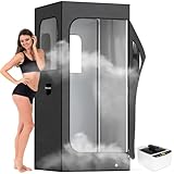 Adamson Full Size Portable Steam Sauna - Indoor Sauna Tent for Home Spa Relaxation + Boost Health and Recovery + 2.6L 1000W Steamer + Chair + Remote + Foot Massager - Nylon Black