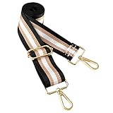 HuaJiao Adjustable Replacement Handbag Strap, Wide Shoulder Strap, Glitter Striped Bag Strap with Clips, Long Straps for Handbag, Crossbody Bag, Canvas, Gold Buckle (3.8cm)