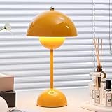 TRIXES Rechargeable Mustard Yellow Mushroom Table Lamp - Portable Cordless Lamp - 2000mAh USB Chargeable - Lounge, Bedroom, Home Décor
