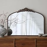 Micasso Bronze Vintage Arched Mirror: 29x36 in French Baroque Antique Wall Mounted Mirror - Traditional Ornate Decorative Mirror for Mantle/Fireplace/Living Room/Bedroom/Entryway/Hallway/Wall Decor