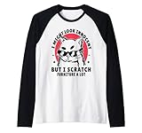 i might look innocent but i scratch furniture a lot cute Cat Raglan Baseball Tee