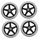 GOOHOCHY Wheelchair Front Wheels Replacement Parts 6-inch Gray Castors 4pcs Sturdy Wheel Replacements for Manual Wheelchair Accessories and Mobility Supplies