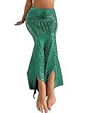 Springcmy Women Halloween Mermaid Tail Skirt Costume Masquerade Role Play High Waist Maxi Skirt Cosplay Party Dress Up (B Green, S)