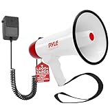 Pyle Rechargeable Megaphone PA Speaker – 40W Bullhorn with Siren, AUX Input, Record Function & 900m Range – Loud Handheld Speaker for Coaches, Cheerleading, Safety Drills & Crowd Control