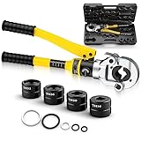 Proster Hydraulic Crimping Tool - 360° Hydraulic Pipe Tube Crimping Pliers with 4 TH-Type Dies(TH16, TH20, TH26, TH32), Plumbing Crimper for Aluminum-Plastic Composite Pipes, PEX Pipes, PB Pipes