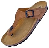GONKOS®, Leather Sandals Women Men, Genuine Leather, Natural Cork, Mules Shoes for Mens Womens Ladies Sandals, Women's Clogs & Mules, Toe Sandal, Quality Made in Spain, Color Muscade Suede Size 8