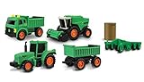 Nikko 20384 Road Rippers Farm Vehicle Set, 5 Pieces, Farm Set with Combine Harvester, Tractor, Plough, Trailer and Dump Truck, Set of 5 Farm Vehicles, Children from 3 Years, Approx. 10 cm, Green