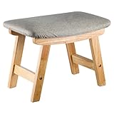 Foot Stool Wooden Stool Ottoman Shoe Change Shoes Small Footstool Suitable for Bedroom Living Room and Kitchen Beige (Beige)