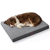 Bedsure Large Dog Bed Washable - Orthopedic Dog Bed and Mattress Mat for Dog Crate with Removable Plush Sherpa Cover, Gifts for Dog, Grey, 91x69x7.6cm