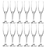 LAV 12x Clear 220ml Venue Glass Champagne Flutes - Reusable Prosecco Wine Wedding Party Drinking Glasses Gift Set