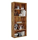 Panana Extra Large Bookcase, 5/6 Tier Wooden Cube Shelves Soild Wood Bookself Storage Organizer Display Shelf Free Standing Unit For Living Room Home Office (Wood, 5 Tier)