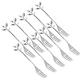 10 Pcs Stainless Steel Fruit Forks Leaf Handle Cake Fork for Dessert Salad Fruit Appetizer Cake Cocktail