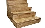 Solid Oak Stair Cladding Kit - Tread: 0.995M x 300mm x 27mm, Riser: 0.995M x 185mm x 18mm - Solid Oak Timber (4 Sets of Tread and Riser)