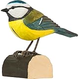 WILDLIFEGARDEN Wildlife Garden - DecoBird Blue Tit (WG402) - Hand Carved Decorative Bird Figurine Made of Linden Wood - Small European Birds Collection