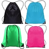 4 Pack Drawstring Bags,PE Bags Drawstring Gym Bag,Unisex String Swimming Bag Trainer Bag Large Backpack for Kids Adults,Suitable for Sports,School,Gym,Travel,Yoga Beach(Black&Blue&RoseRed&Green)
